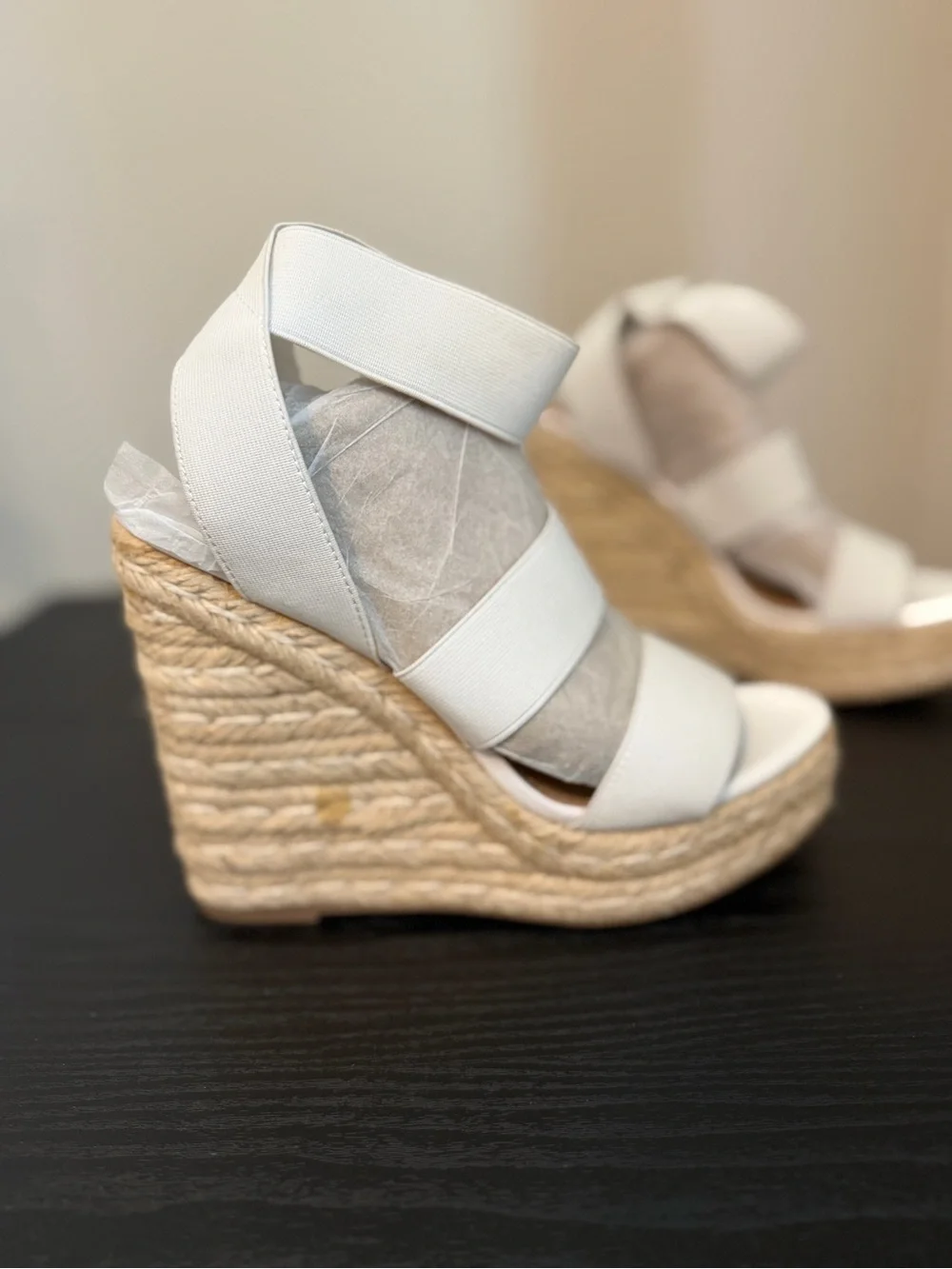 Steve Madden Off-White Espadrille Wedge Sandals